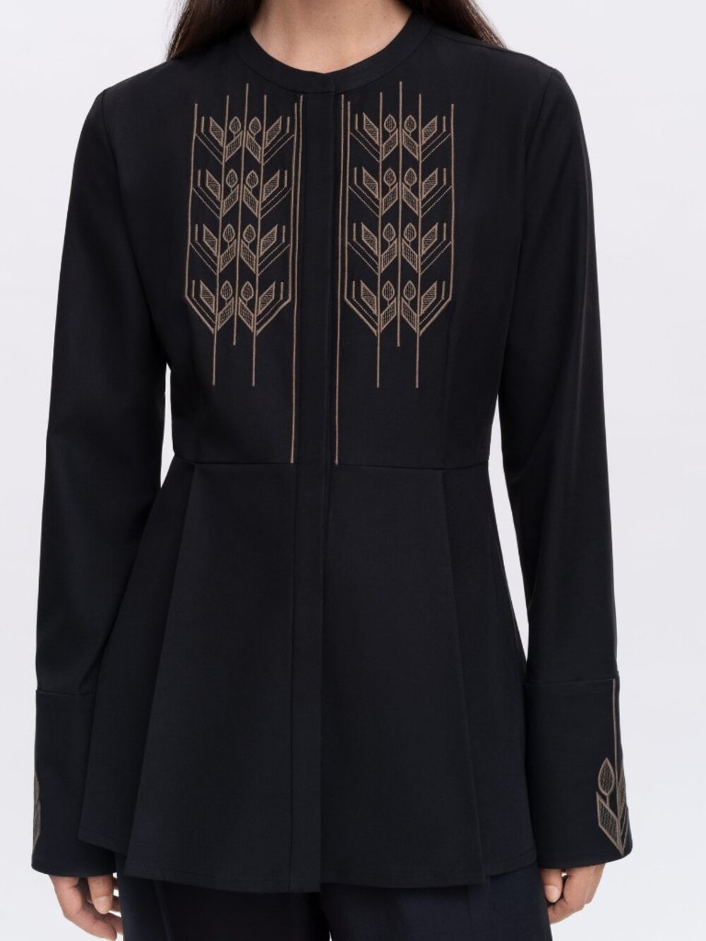 ETNODIM Nyva Dark Embroidered Vyshyvanka Blouse Black M